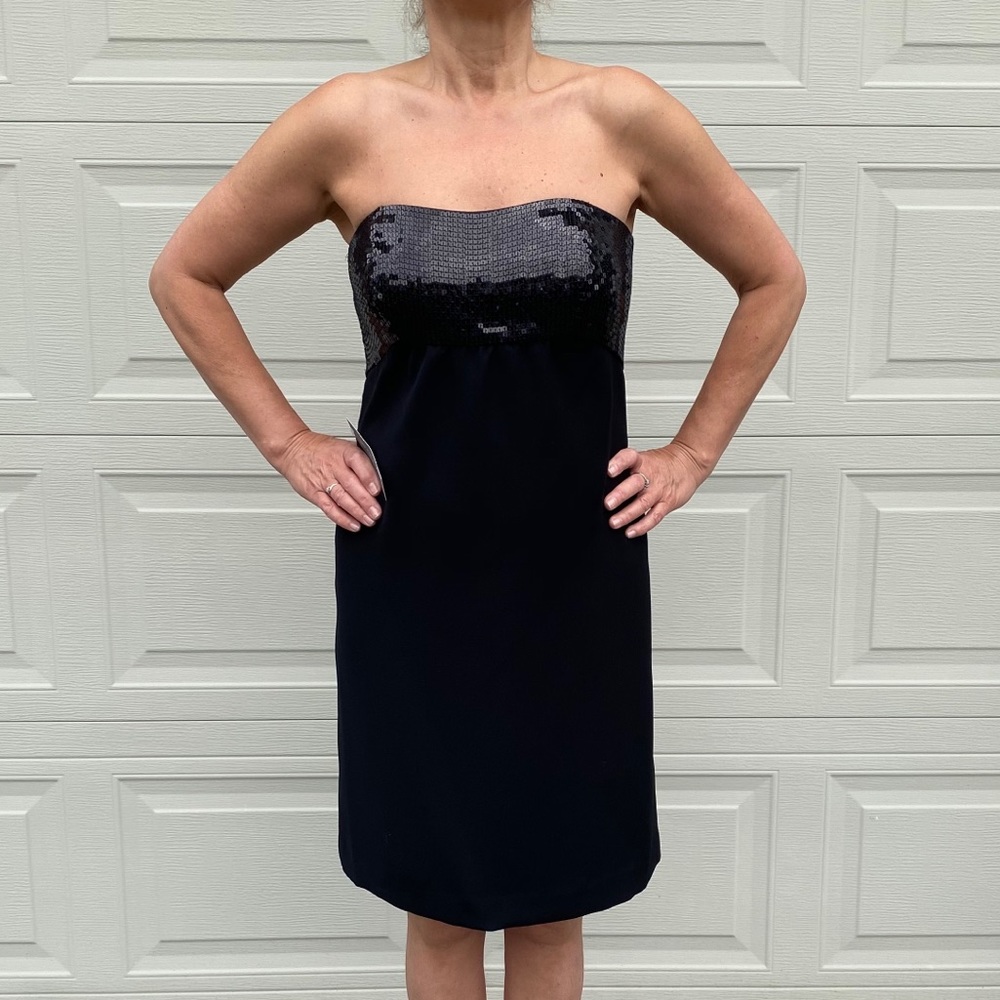 Ann Taylor Strapless Sequin Black Dress
